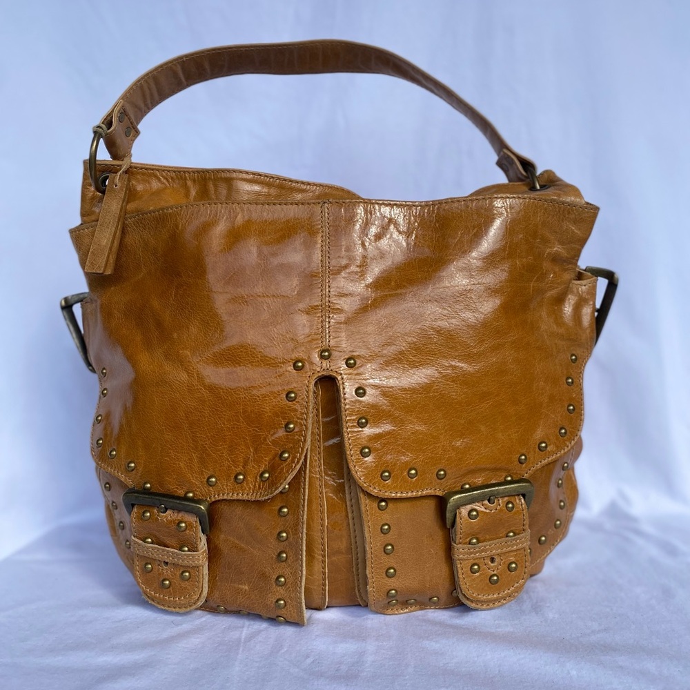 Tano Brand Distressed Hobo Shoulder Bag w Grommets
